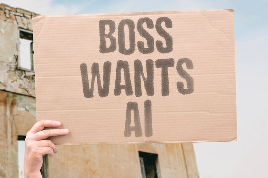 "Boss wants AI" Employers push AI tools on workers. ADOPTION. PRESSURE. WORKPLACE. CULTURE.