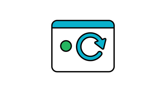 Application Window with Refresh Circular Arrow and Status Dot Vector Icon