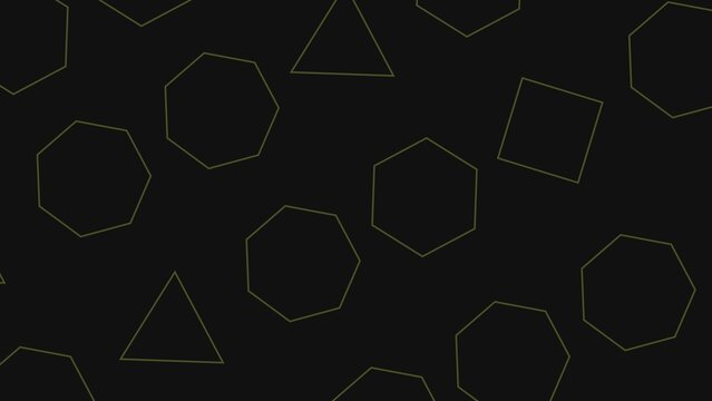 Geometric pattern background with dark outline shapes on black surface