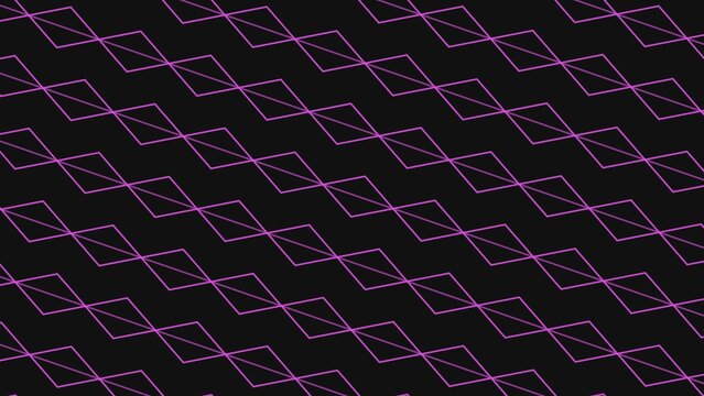 Purple geometric pattern with diagonal neon lines on a dark black background