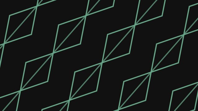Green geometric diamond shapes forming diagonal patterns on dark background