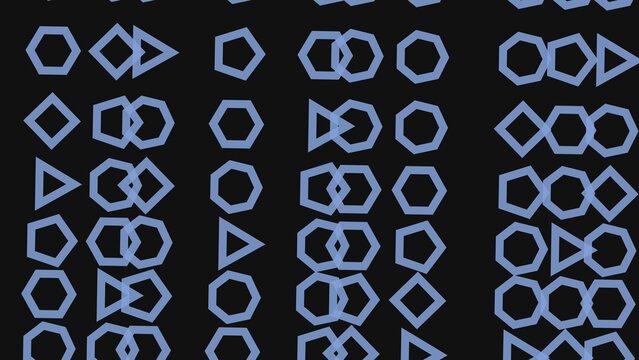 Geometric shapes pattern with blue outlines on a dark background