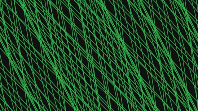 Green diagonal lines forming geometric pattern on black background