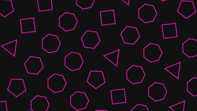 Neon pink geometric shapes pattern on dark background