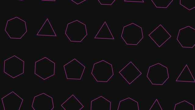 Geometric shapes pattern with pink outline polygons on dark background
