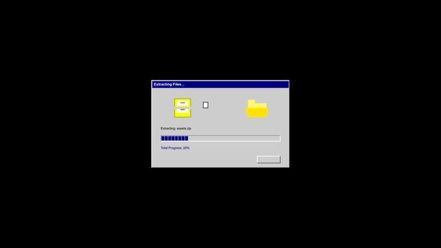 Retro computer file transfer progress bar animation