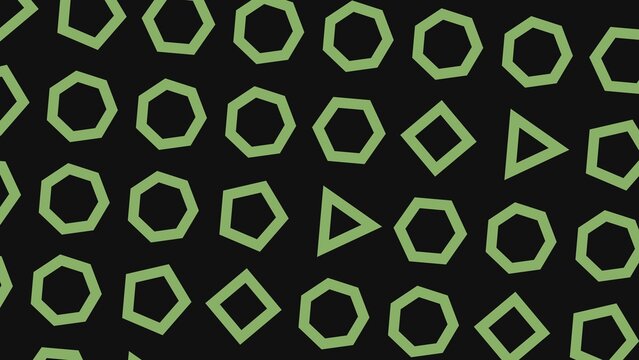 Green geometric polygon shapes pattern on dark background