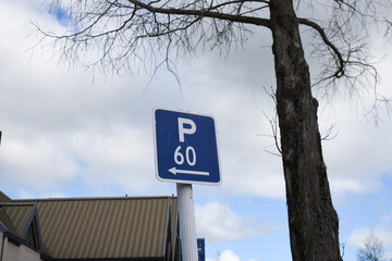 Parking 60 minutes road sign New Zealand Australia in winter © amolululu