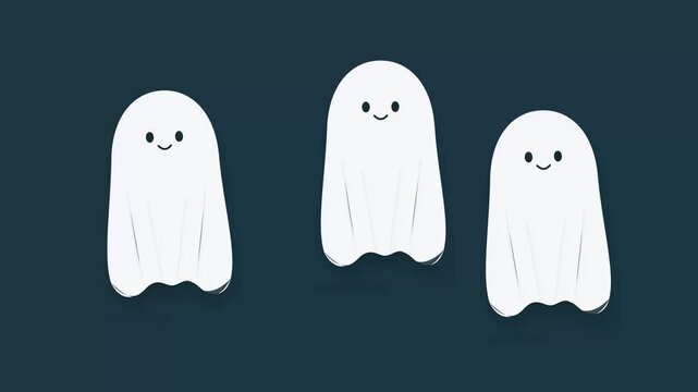 Scary Phantom Ghost Flying Spooky Horror Atmosphere Halloween Background 4K 60fps