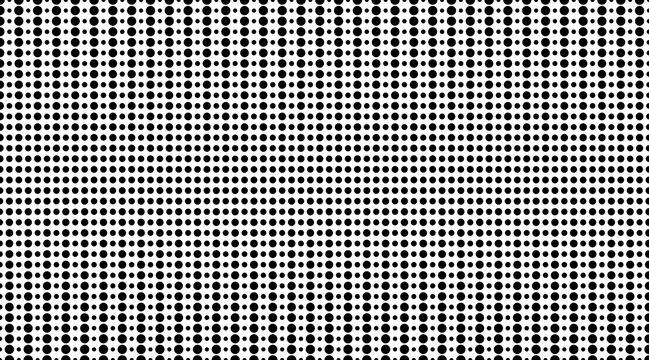Black and White Halftone Dot Pattern Background with Seamless Gradient Grid, Retro Monochromatic Polka Dot Texture for Vintage Pop Art, Printing Overlay, and Graphic Design Backdrop