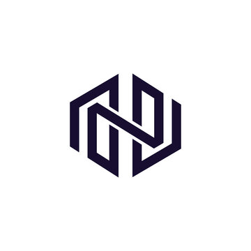 polygon cube letter n logo