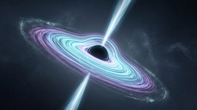 Black hole with bright twin light jets and cyan-purple accretion disk