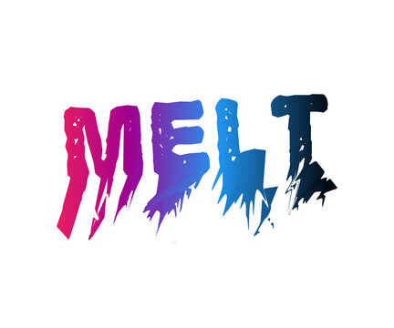 Melting MELT Typography Logo in Pink Purple Blue Gradient with Dripping Effect