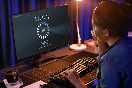 Software update on computer for brisk version of device software upgrade