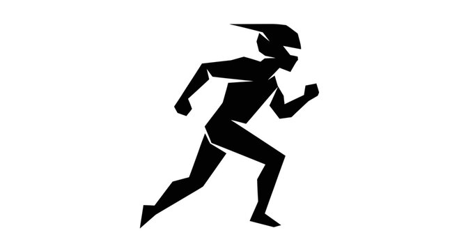 Futuristic runner silhouette, isolated on transparent background