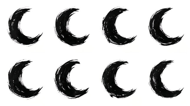 brush stroke crescent moon icons