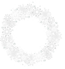 Obraz premium Christmas snowflakes wreath, winter circular frame template.