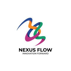 Obraz premium A colorful logo representing the concept of innovation and forward-thinking, demonstrating a flow of ideas as a key visual representation for the brand Nexus Flow.
