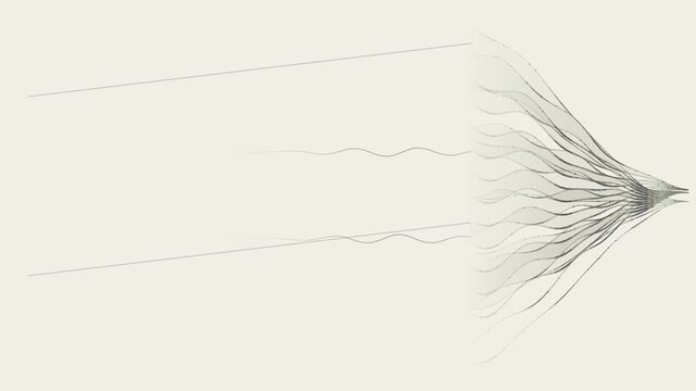 Muted Wavy Line Fan Spreading From the Right Edge on a Soft Beige Background With Wide Blank Space for Fintech and Distributed Network Explainer Seamless Loop