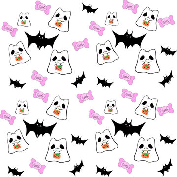 seamless pattern with white ghost 