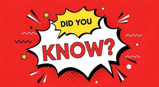 Did you know pop art style speech bubble on red background