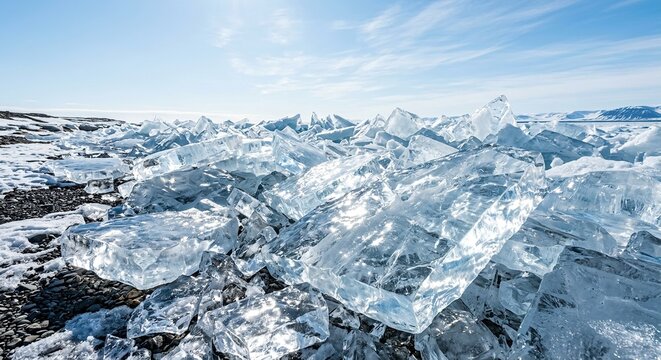 Packed Ice Blocks Under Clear Blue Sky