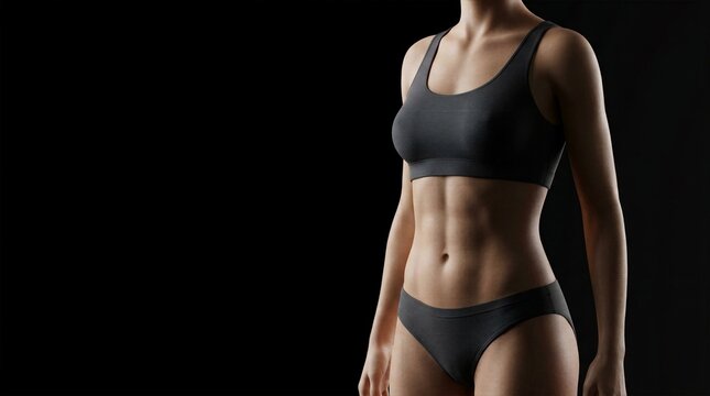 Fit woman sixpack abs torso healthy lifestyle slim body