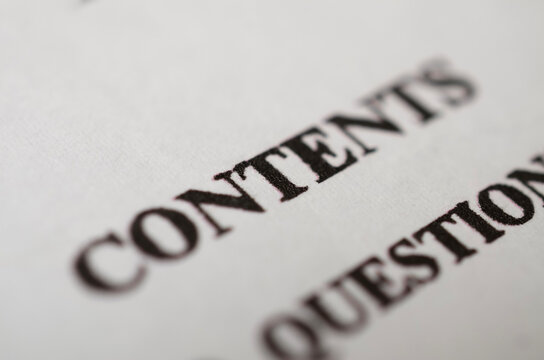 Contents and Questions on Printed Document Representing Research and Report Planning