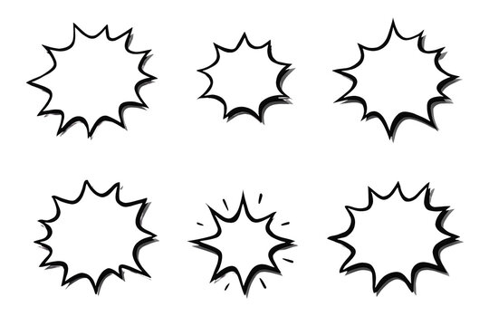 Set Of Six Comic Burst Outlines