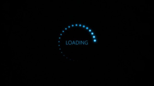 Blue Glowing Loading Screen Progress Bar UI on Black Background