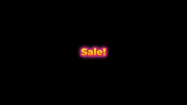 Animated Pink and Yellow Neon Sale Text Motion Graphic for Retail Promotions and Discount Marketing Ads 4k video