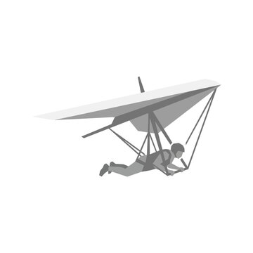 Hang glider pilot soaring through the sky, isolated