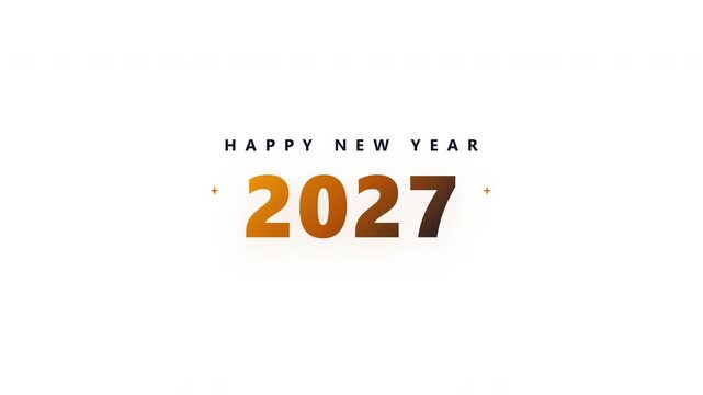 Elegant Happy New Year 2027 Typography with Gold Decorative Elements