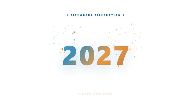 2027 New Year Fireworks Celebration with Elegant Golden Typography