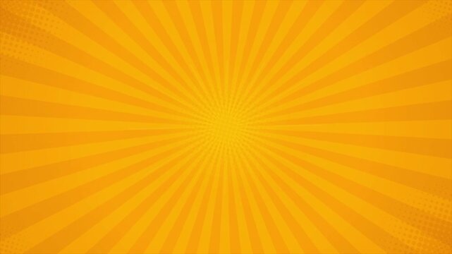Dynamic Retro Pop Art Sunburst Motion Graphic Orange Radial Rays Animation Background Loop for Social Media and Promotional Content 4k video