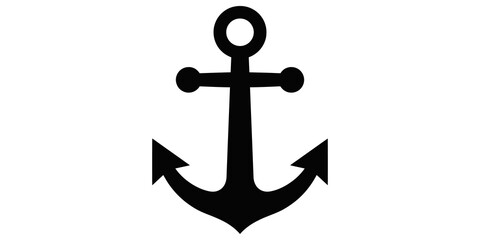 Single solid black anchor icon on transparent background classic marine symbol for nautical branding and logo design. © Jpeg shop opened