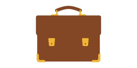Classic brown briefcase with yellow corner protectors for heritage business style and professional travel themes. © Jpeg shop opened
