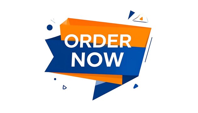 A bold graphic design features the words order now written in white against orange and.