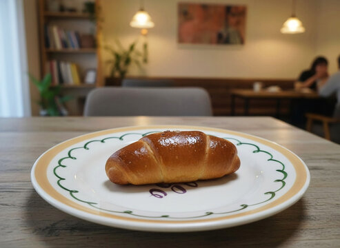 Salt Bread Served on a Wooden Table in a Cozy Cafe