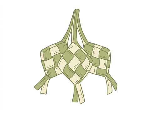 Traditional woven ketupat hanging decoration for eid al fitr