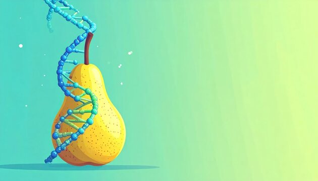 Genetic modification of fruit concept.