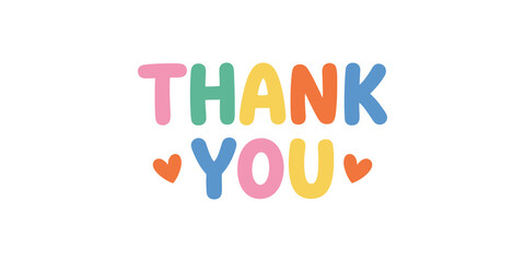 Thank you lettering text with colorful letters and decorative heart icons for joyful greeting cards design. © Jpeg shop opened