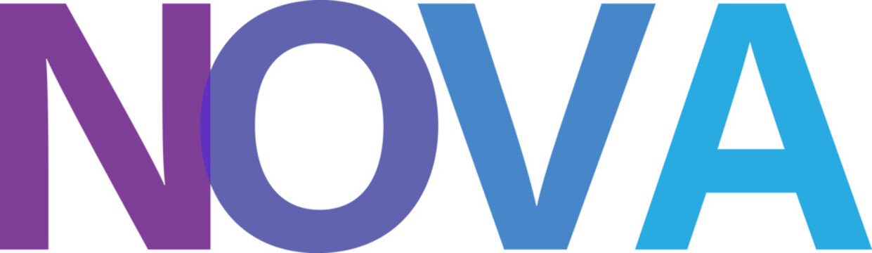 Minimalist creative typography design displaying the word nova in a sleek and modern colorful typeface