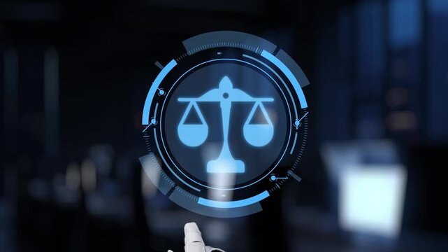An innovative digital representation of legal technology featuring scales of justice and artificial intelligence elements, symbolizing progress in law and legal services. Synapse