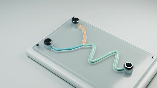 Schematic Reagent Flow Through a Transparent Microfluidic Chip