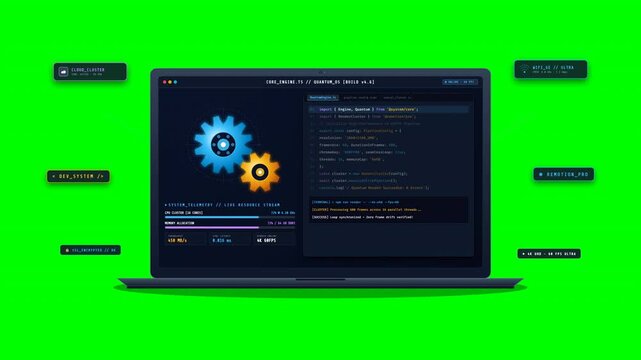 Software Code Programming Cyberspace Terminal Screen - Animated Digital Technology Matrix Data Stream Loop - 4K Ultra HD Stock Footage