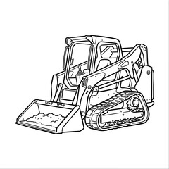 Tracked skid steer loader outline for coloring book illustration © Efendi