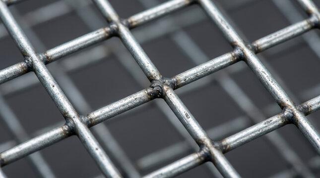 Close-up of Steel Wire Mesh Welded Grid, a Durable Metallic Industrial Grate for Construction Industry Websites, Security Barrier Design, Material Reinforcement, and Architectural Backgrounds