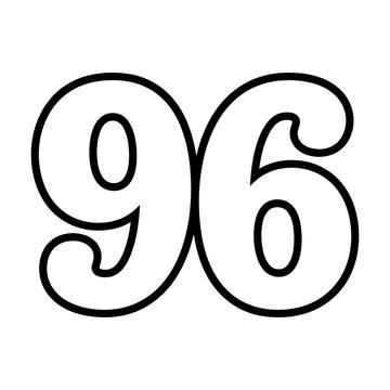 Bold Number 96 Isolated on Transparent Background
