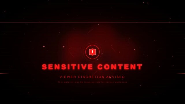 Sensitive Content Media Warning Notice Card Overlay Loop - Animated Viewer Discretion Advised Graphic - Video Editing Stock Footage